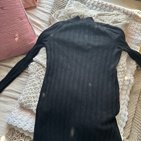 Sezane Black Ribbed Mini Sweater Gabriella Dress - Picture 5 of 5